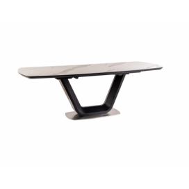 Stůl rozkládací Armani 160(220)X90 ceramic Bílý/Černý mat mramorový efekt