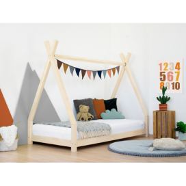 Benlemi Dětská dřevěná postel NAKANA ve tvaru teepee Zvolte barvu: Přírodní dekor bez laku, Rozměr: 80 x 160 cm