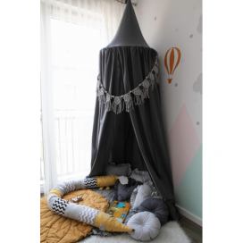 SenLove Závěsný bavlněný baldachýn nad postýlku i dětskou postel Zvolte barvu: Tmavě šedá