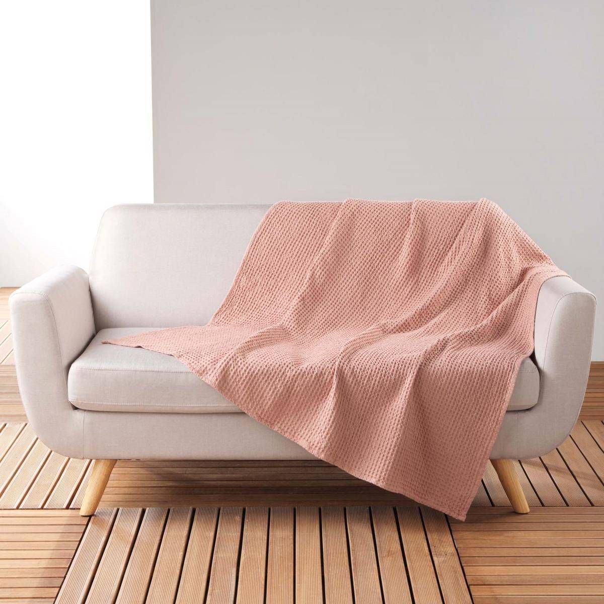 Douceur d\'intérieur Přehoz na sedačku GAUFRETTE, bavlna, 125 x 150 cm, růžový - EMAKO.CZ s.r.o.