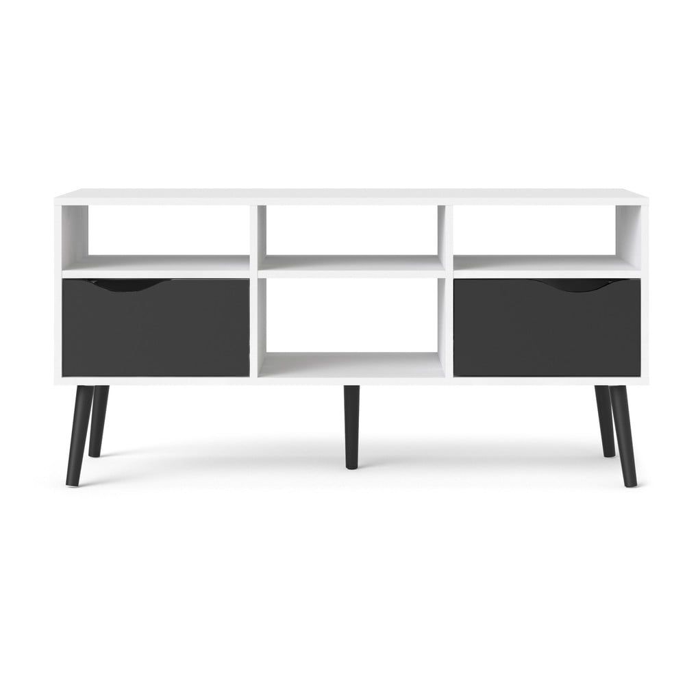 Černo-bílý TV stolek Tvilum Oslo, 117 x 57 cm - Bonami.cz