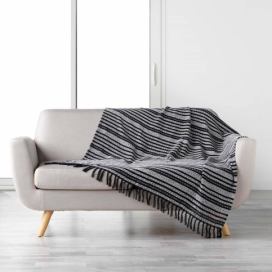 Douceur d\'intérieur Bavlněná deka s třásnemi TISSIA, 125 x 150 cm, černá