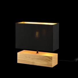 Trio R50181080 stolní svítidlo Woody 1x60W | E27 - kabelový spínač, dřevo, černá