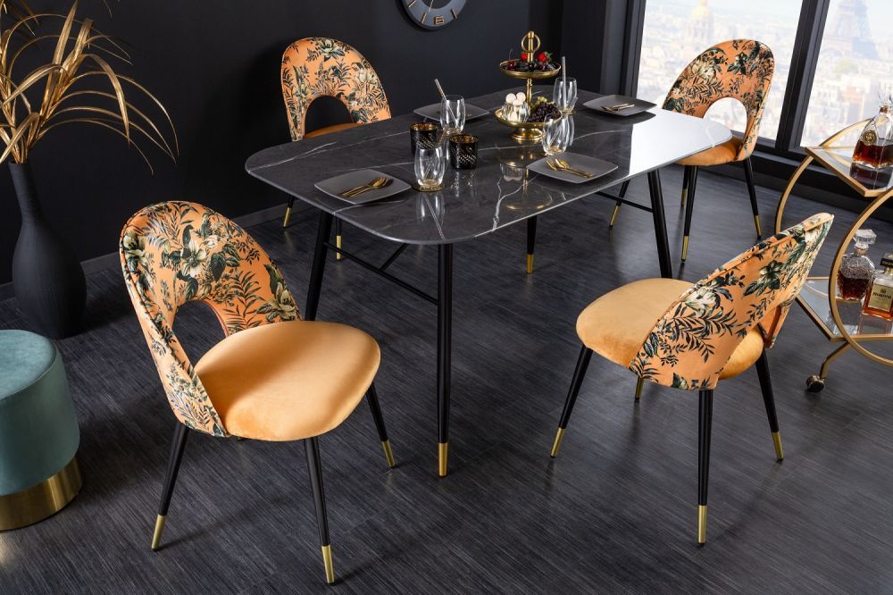 LuxD Designová jídelní židle Jalisa žlutý samet - DEKORHOME.CZ