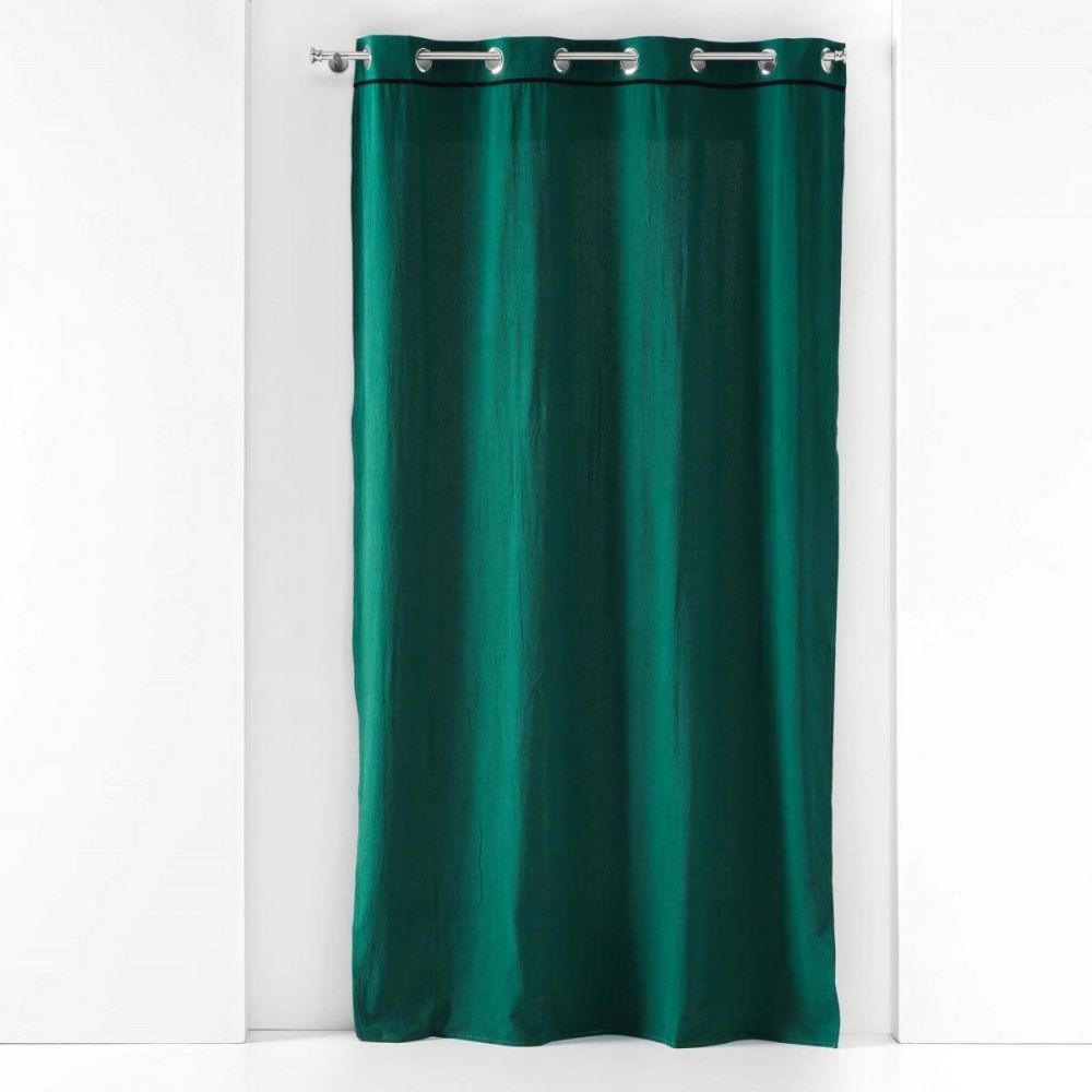 Douceur d\'intérieur Závěs s kovovými kroužky LINETTE, bavlna, 135 x 240 cm, zelený - 
