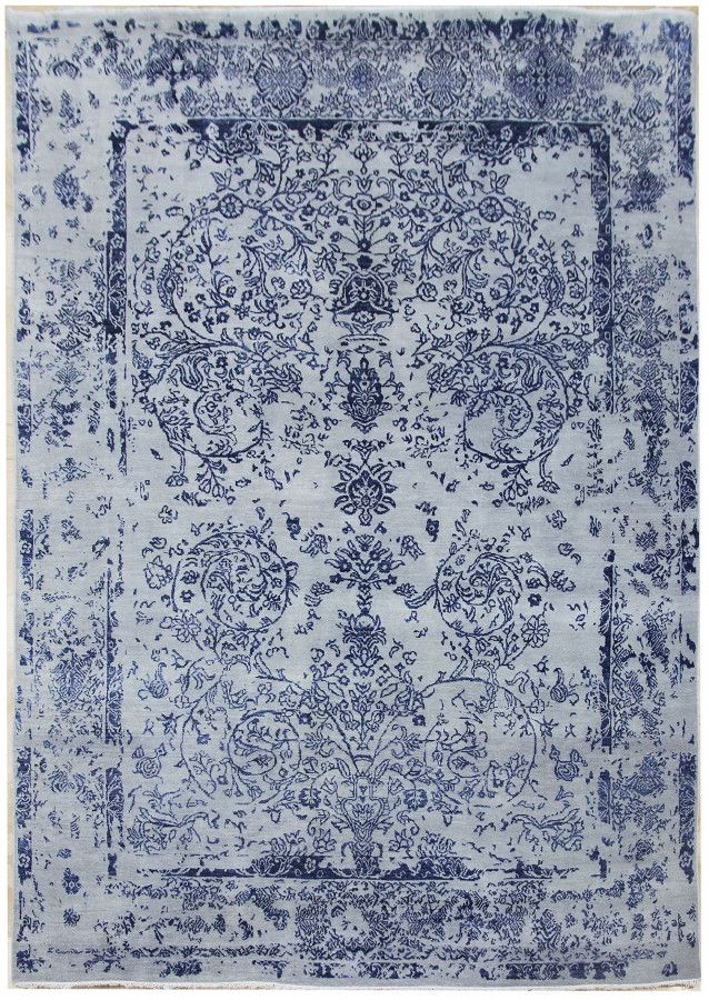 Diamond Carpets koberce Ručně vázaný kusový koberec Diamond DC-JK ROUND Silver/peacock blue - 180x275 cm - Mujkoberec.cz