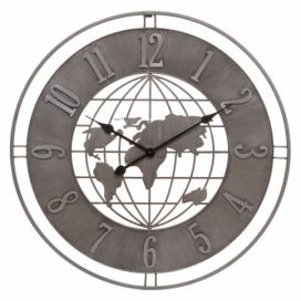 Atmosphera Nástěnné hodiny ZEMĚKOULE, O 68 cm, šedý