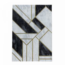 Ayyildiz Kusový koberec Naxos 3817 – žlutá/šedá/černá/bílá 80x150 cm ATAN Nábytek