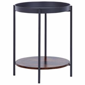 Odkládací stolek tmavé dřevo/černá ⌀ 41 cm BORDEN
