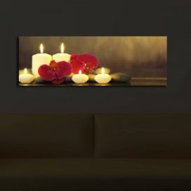 Hanah Home Obraz s led osvětlením Svíčky 90x30 cm