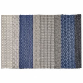 Koberec vlněný 160 x 220 cm pruhovaný vzor modrý / šedý AKKAYA