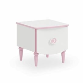 Noční stolek Susy - bílá/růžová