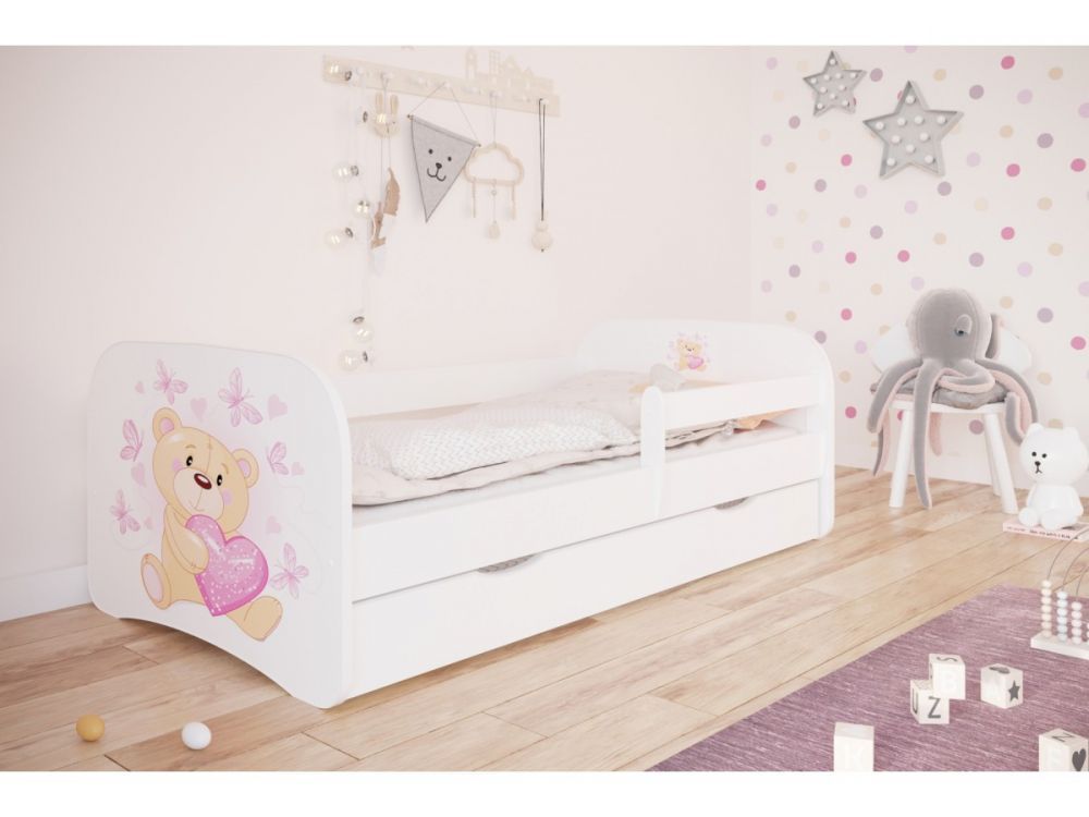 Kocot kids Dětská postel Babydreams medvídek s motýlky bílá, varianta 70x140, bez šuplíků, bez matrace - Houseland.cz