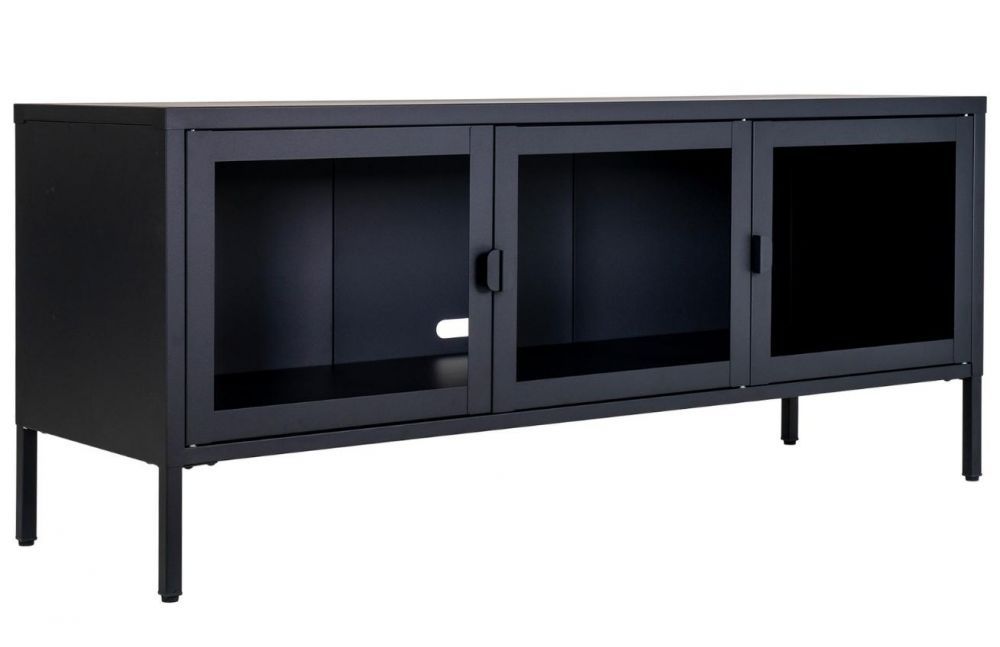 Nordic Living Černý kovový televizní stolek Bristana 130 x 40 cm - Designovynabytek.cz