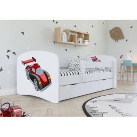 Kocot kids Dětská postel Babydreams závodní auto bílá, varianta 70x140, bez šuplíků, bez matrace