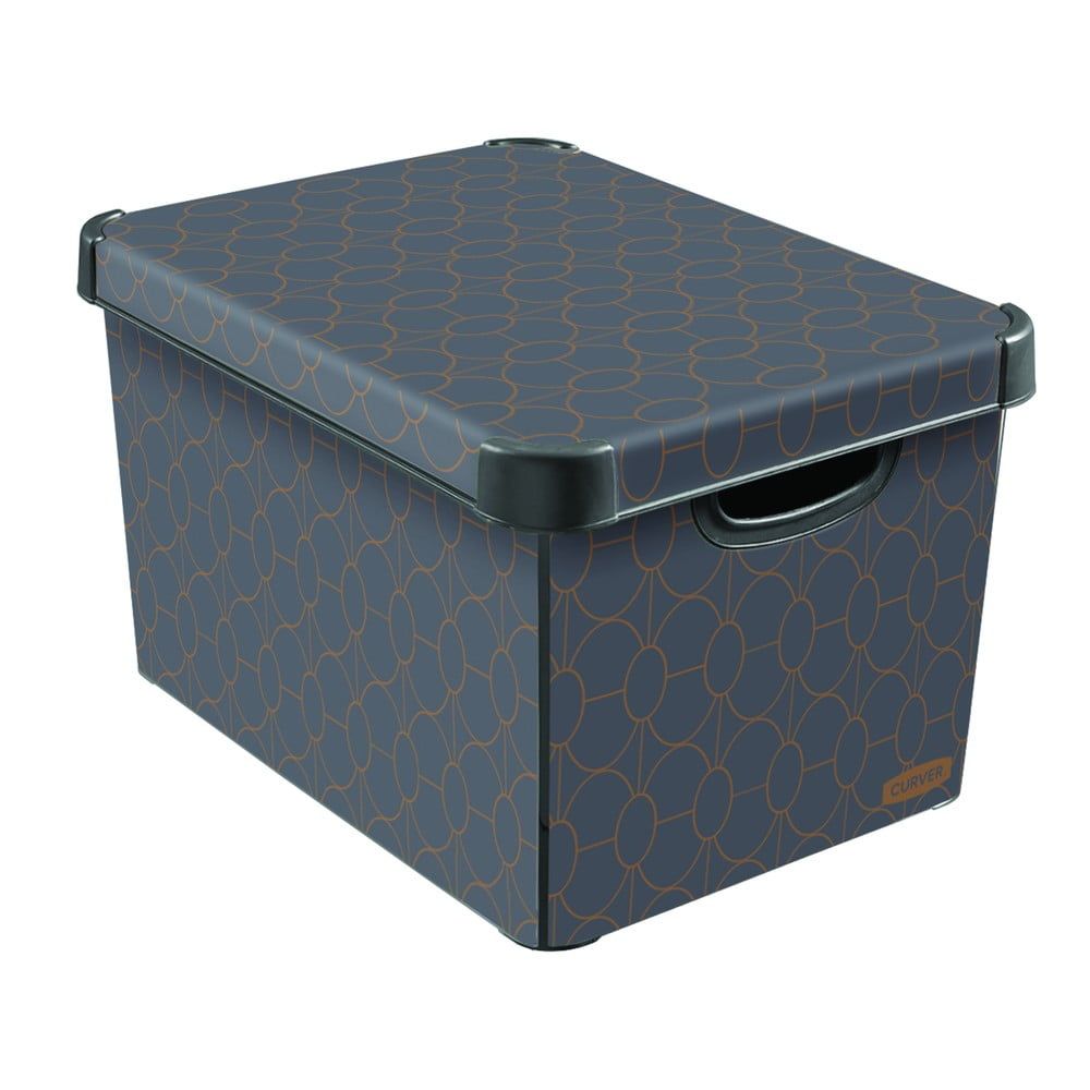Tmavě šedý úložný box s víkem Curver Art Deco, 22 l - Bonami.cz