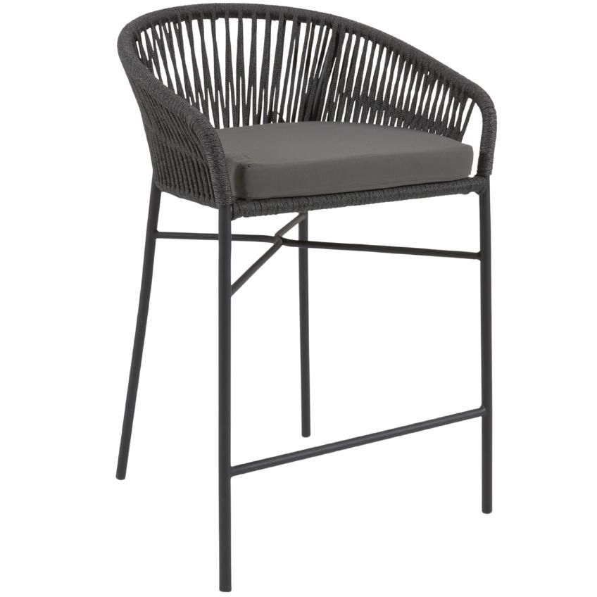 Černá pletená barová židle Kave Home Yanet 65 cm - Designovynabytek.cz