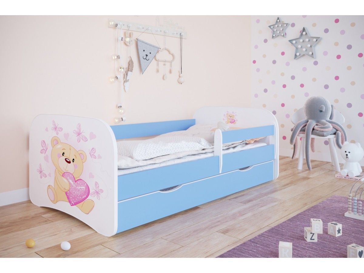 Kocot kids Dětská postel Babydreams medvídek s motýlky modrá, varianta 70x140, bez šuplíků, bez matrace - Houseland.cz