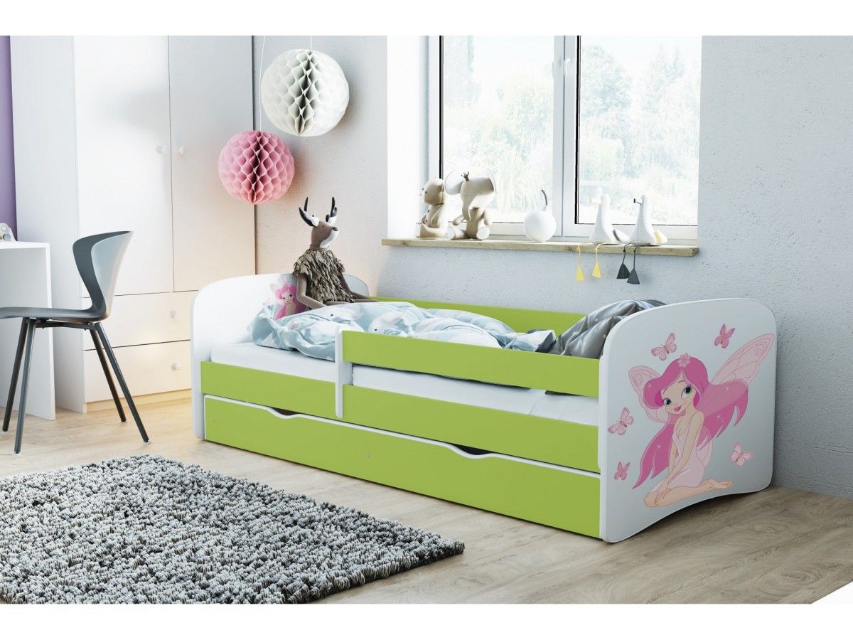 Kocot kids Dětská postel Babydreams víla s motýlky zelená, varianta 70x140, bez šuplíků, bez matrace - Houseland.cz