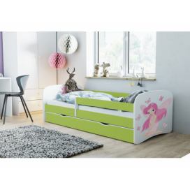 Kocot kids Dětská postel Babydreams víla s motýlky zelená, varianta 70x140, bez šuplíků, bez matrace