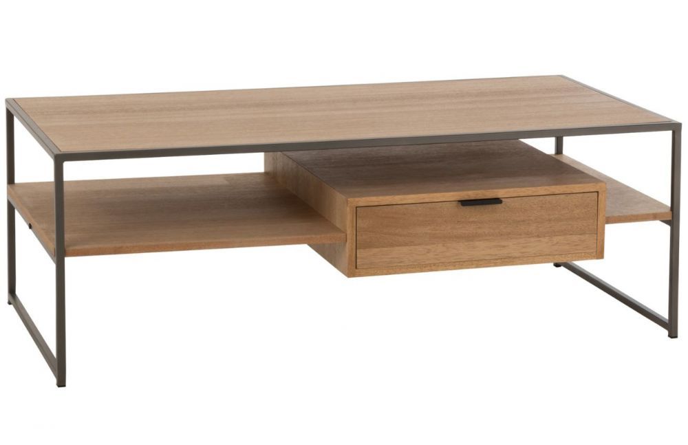 Hnědý dřevěný konferenční stolek J-line Differa 120 x 60 cm - Designovynabytek.cz