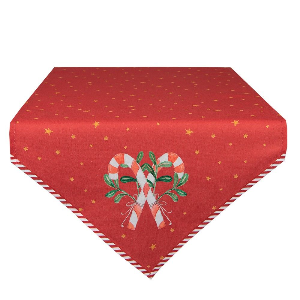 Červnený bavlněný běhoun na stůl Happy Little Christmas - 50*160 cm Clayre & Eef - LaHome - vintage dekorace
