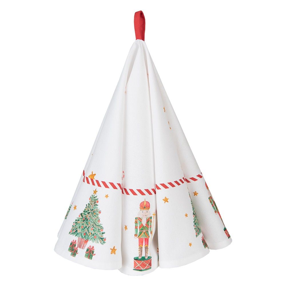 Bílá bavlněná kulatá utěrka s louskáčky Happy Little Christmas - Ø 80 cm Clayre & Eef - LaHome - vintage dekorace