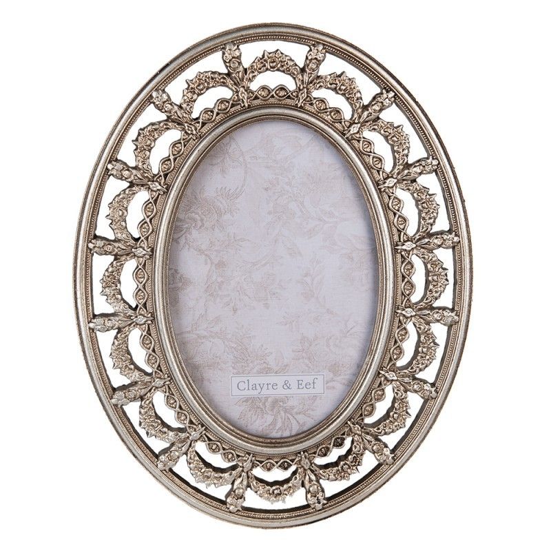 Stříbrný oválný antik fotorámeček - 18*1*23 cm / 10*15 cm Clayre & Eef - LaHome - vintage dekorace
