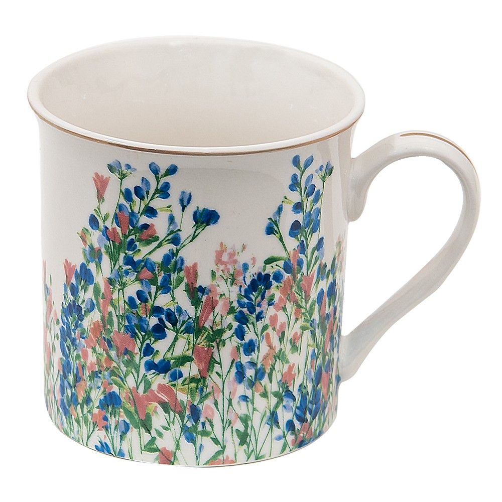 Porcelánový hrnek s květy Floweries - 12*9*9 cm / 330 ml Clayre & Eef - LaHome - vintage dekorace