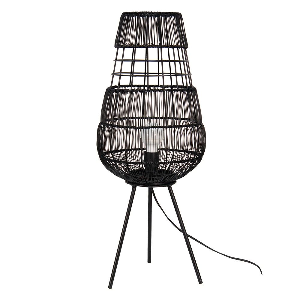 Černá antik drátěná stolní lampa Daionne - Ø 20*59 cm E27/max 1*40W Clayre & Eef - LaHome - vintage dekorace