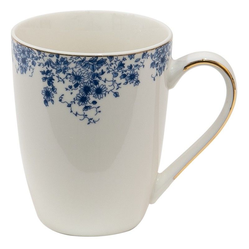 Porcelánový hrnek s modrými květy Blue Flowers - 12*9*11 cm / 330ml Clayre & Eef - LaHome - vintage dekorace