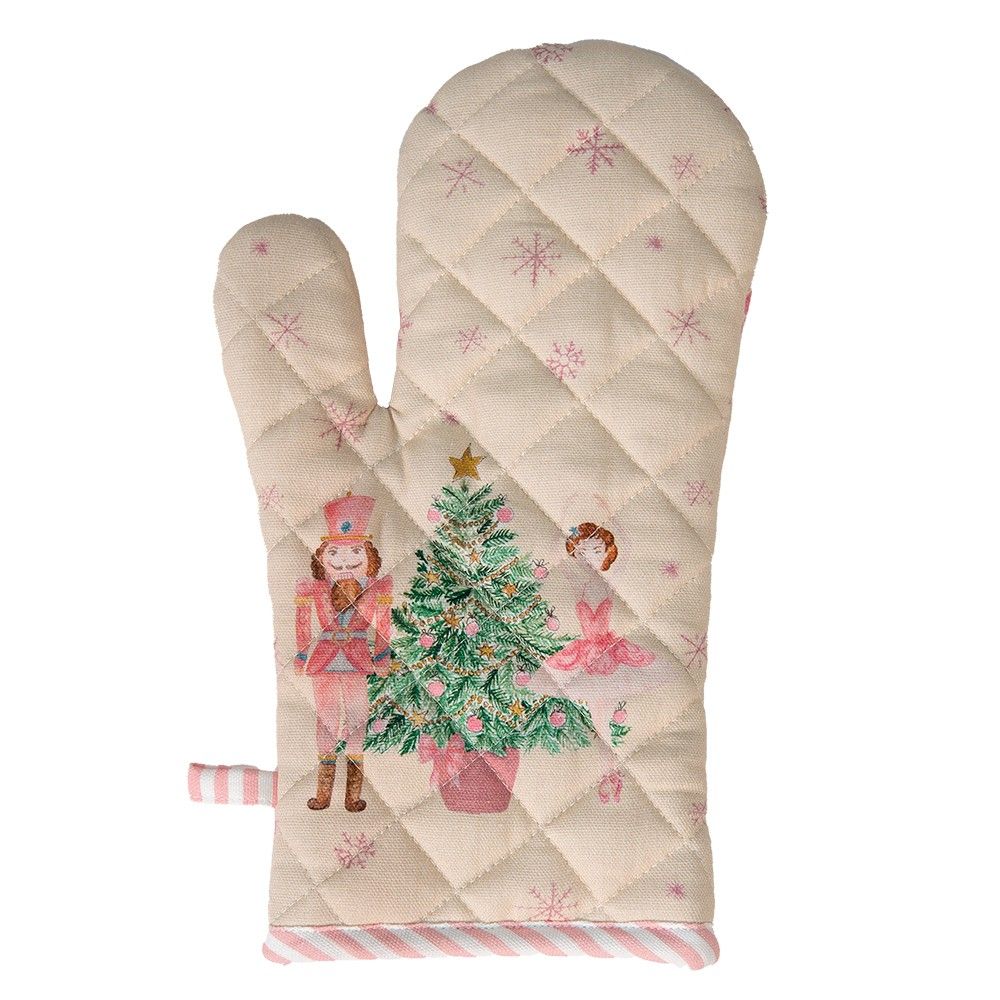 Béžová chňapka - rukavice s Louskáčkem a baletkou Pastel Nutcracker - 18*30 cm Clayre & Eef - LaHome - vintage dekorace