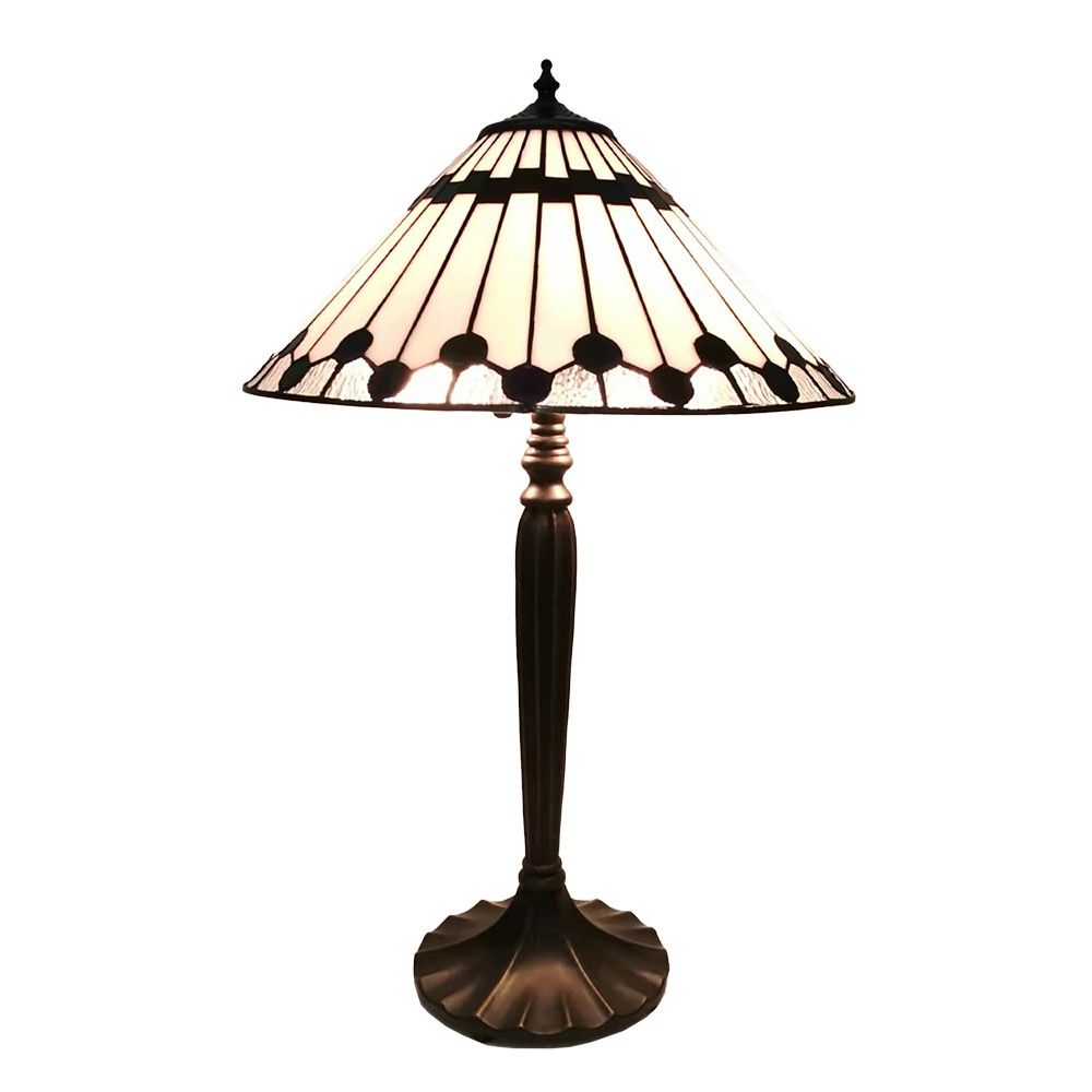Stolní lampa Tiffany s bílým stínidlem Pienne - Ø 40*63 cm E27/max 2*60W Clayre & Eef - LaHome - vintage dekorace