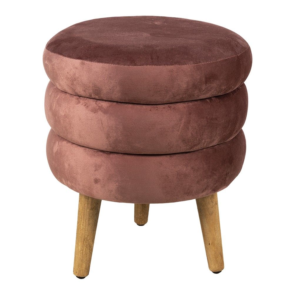 Růžová stolička na dřevěných nožkách Oimmo - Ø 38*44 cm Clayre & Eef - LaHome - vintage dekorace