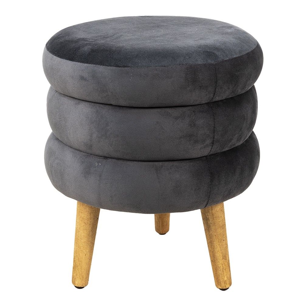 Tmavě šedá stolička na dřevěných nožkách Oimmo - Ø 38*44 cm Clayre & Eef - LaHome - vintage dekorace