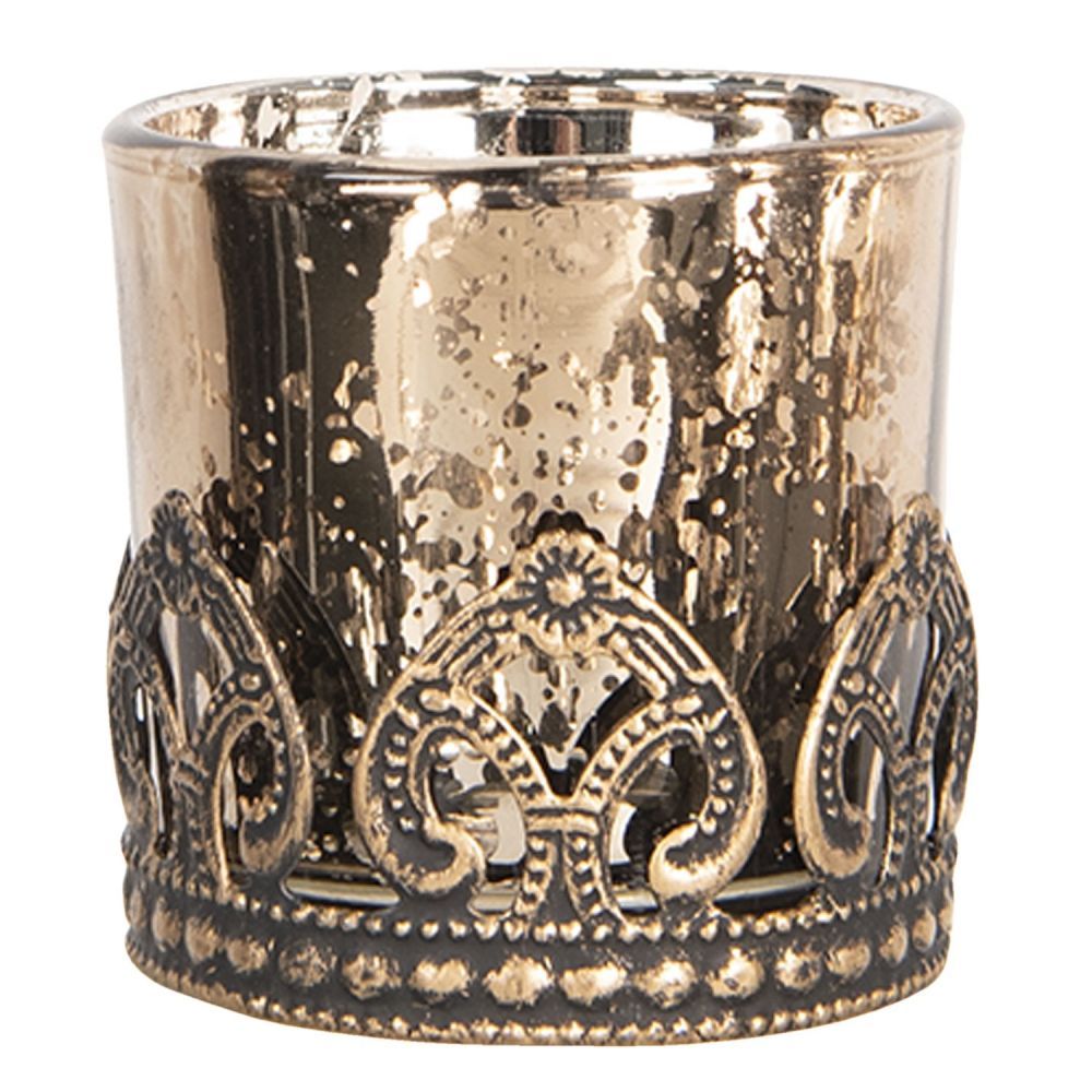 Hnědo bronzový skleněný svícen Tealight - 5*5 cm Clayre & Eef - LaHome - vintage dekorace