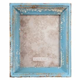 Dřevěný modrý vintage fotorámeček - 27*6*32 / 18*24cm Clayre & Eef LaHome - vintage dekorace