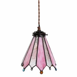 Závěsná lampa Tiffany Flowerbell pink - 18*15*115 cm E14/max 1*25W Clayre & Eef