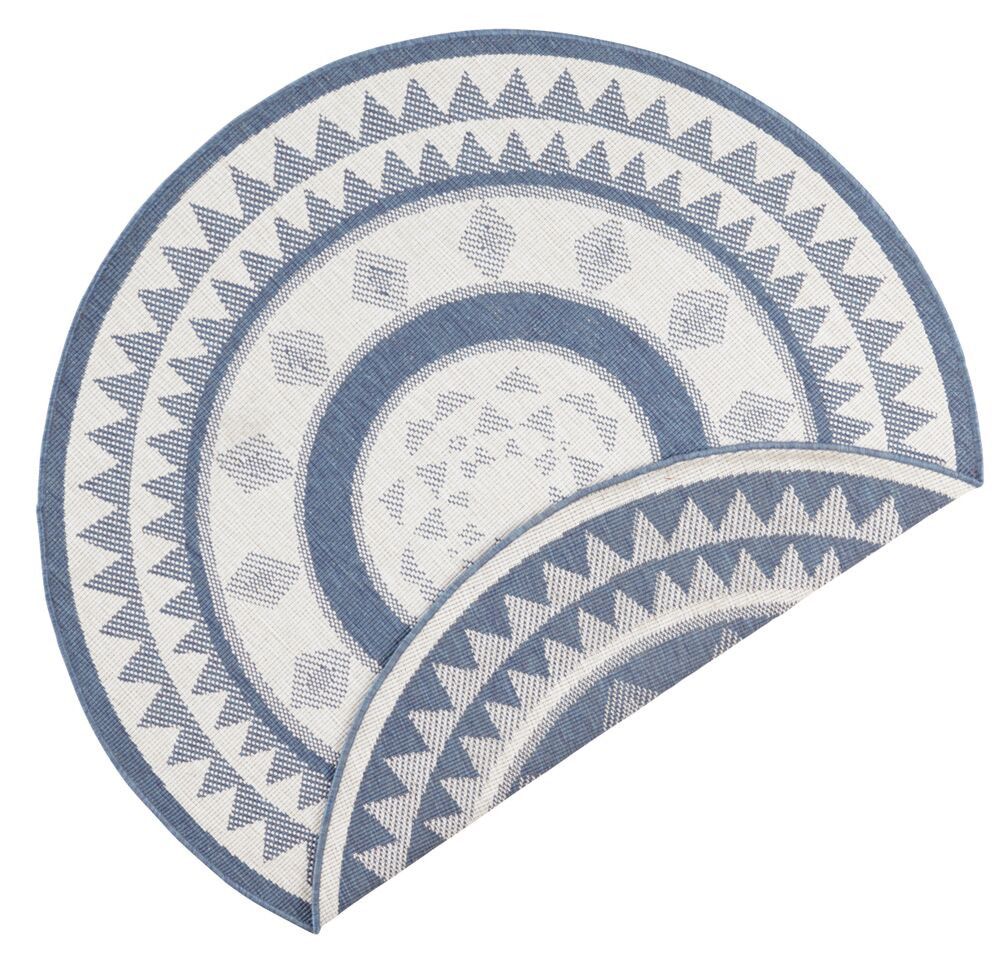 NORTHRUGS - Hanse Home koberce Kusový koberec Twin Supreme 103414 Jamaica blue creme kruh – na ven i na doma - 200x200 (průměr) kruh cm - Mujkoberec.cz