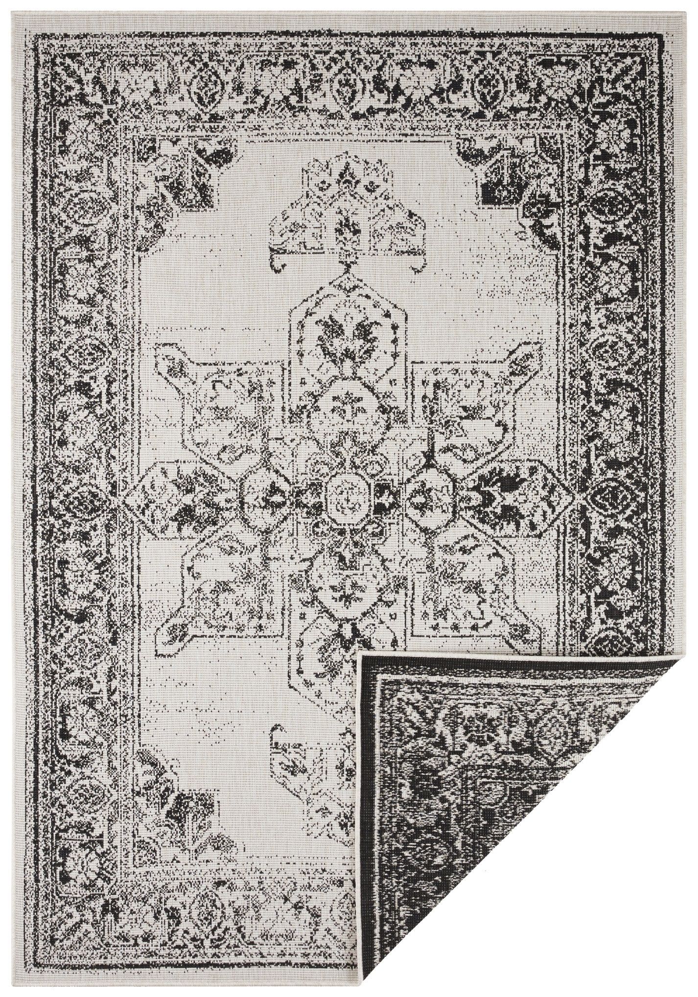 NORTHRUGS - Hanse Home koberce Kusový koberec Twin Supreme 104137 Black/Cream – na ven i na doma - 80x150 cm - Mujkoberec.cz
