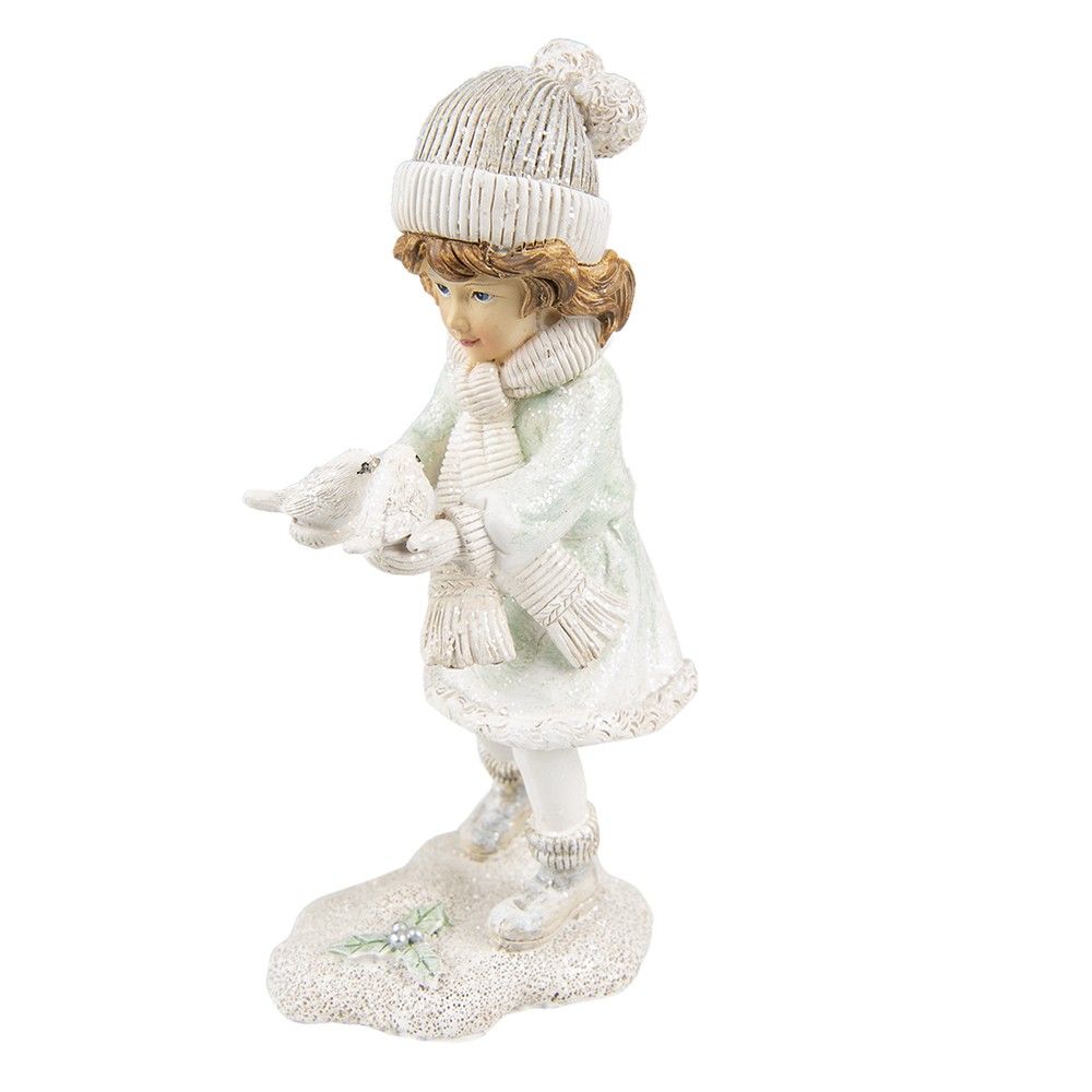 Vánoční dekorace soška děvče s ptáčky - 10*7*19 cm Clayre & Eef - LaHome - vintage dekorace