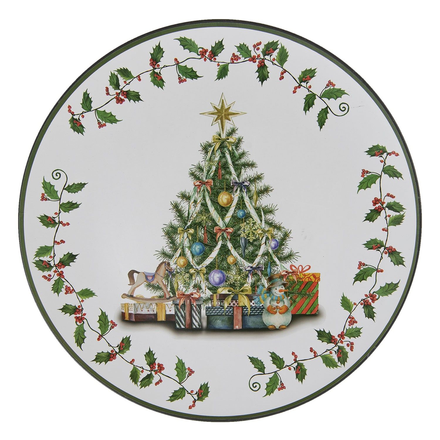 Vánoční plastový talíř/podnos se stromkem - Ø 33 cm Clayre & Eef - LaHome - vintage dekorace