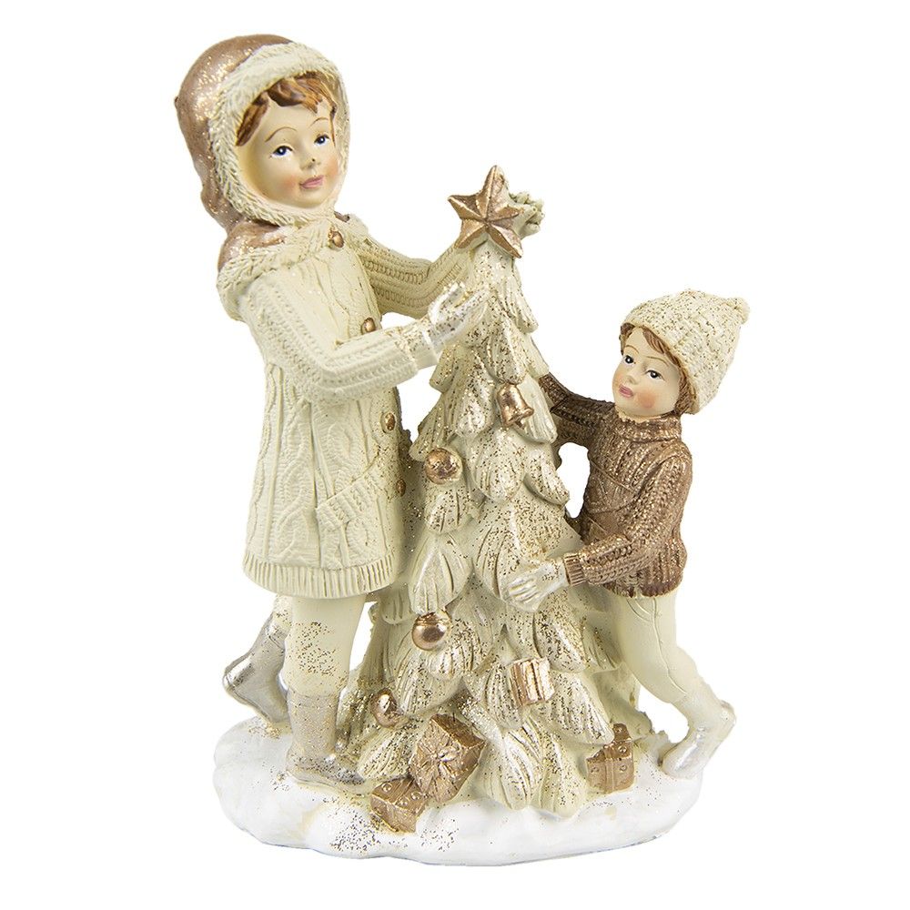 Vánoční dekorace děti u stromečku - 10*5*14 cm Clayre & Eef - LaHome - vintage dekorace
