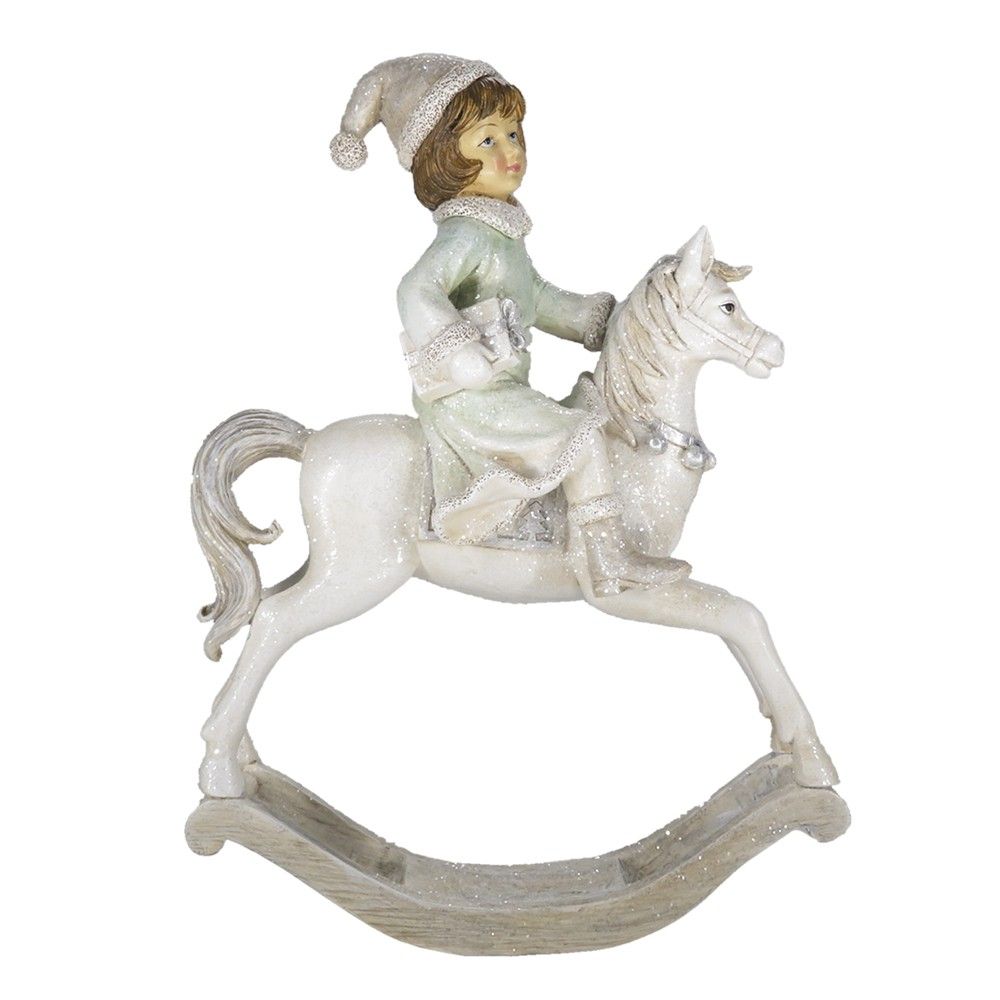Vánoční dekorace dívka na houpacím koni - 19*8*26 cm Clayre & Eef - LaHome - vintage dekorace