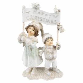 Vánoční dekorace soška děti Happy Christmas - 14*7*23 cm Clayre & Eef