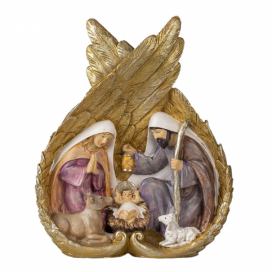 Vánoční betlém ve zlatých andělských křídlech - 21*8*26 cm Clayre & Eef