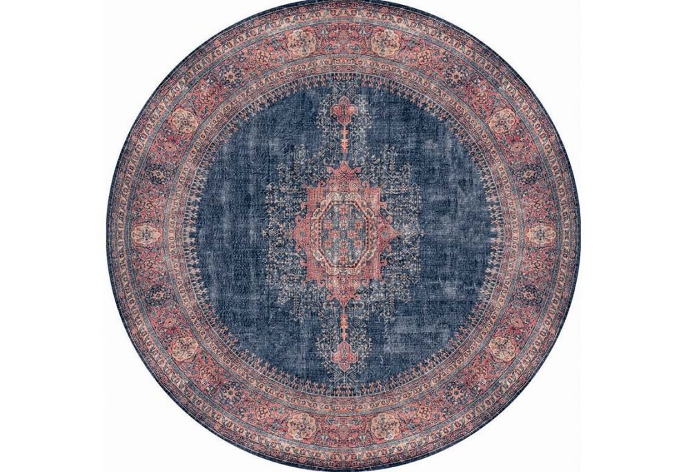 Conceptum Hypnose Kulatý koberec Blues Chenille 150 cm modrý - Houseland.cz