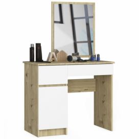 Ak furniture Kosmetický stolek se zrcadlem P-2/SL dub artisan/bílý  levý