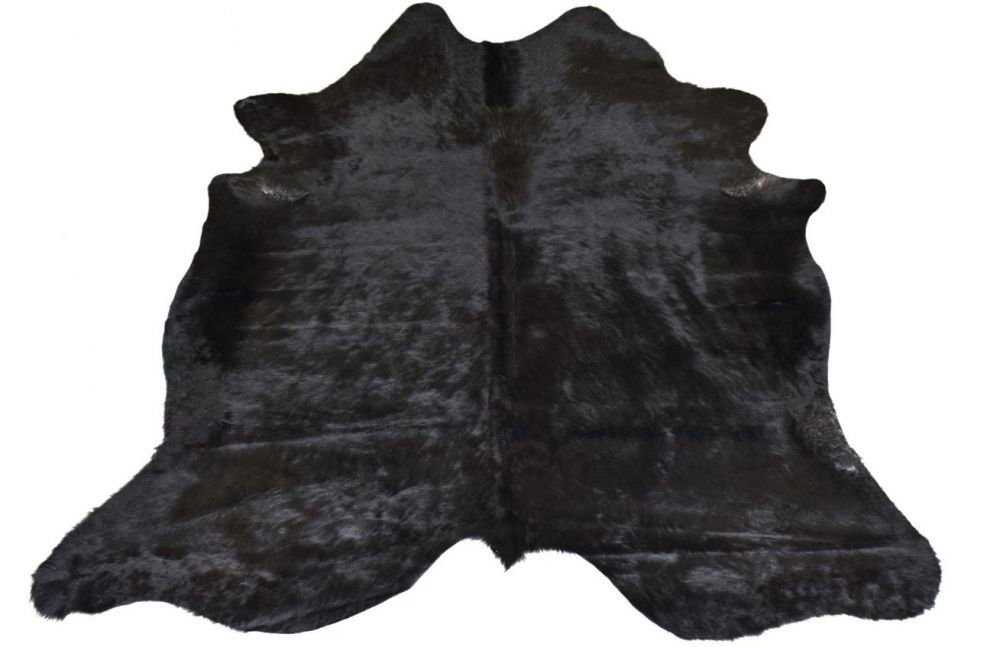 Černý kožený koberec J-Line Bovino 225 x 218 cm - Designovynabytek.cz