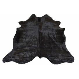 Černý kožený koberec J-Line Bovino 225 x 218 cm